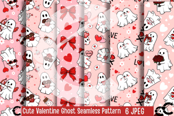 Adorable Spooky Valentine Design with Ghost Patterns