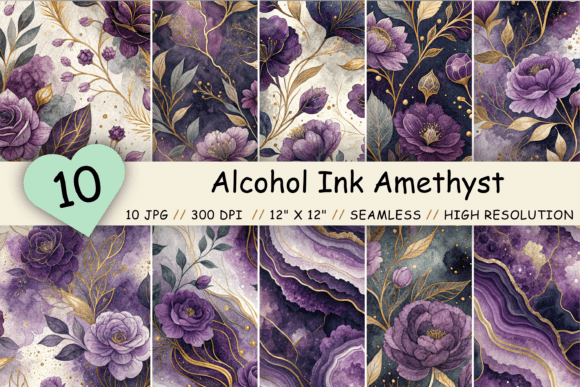 Alcohol Ink Amethyst Seamless Pattern: A Versatile Design Resource for Creative Projects
