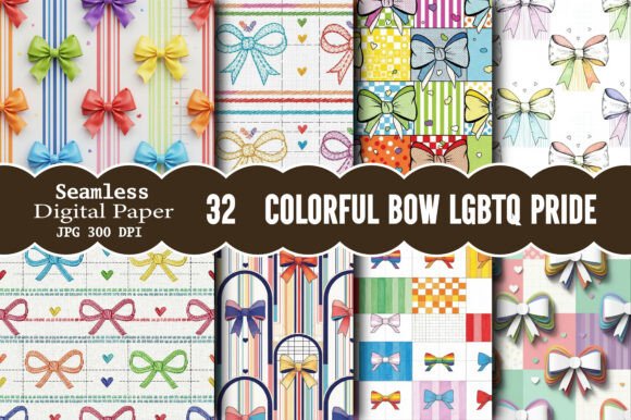 Colorful Bow LGBTQ Pride Digital Pattern: A Vibrant Design for Creative Expression