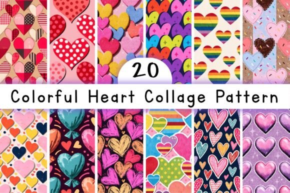 Colorful Heart Collage Pattern: A Versatile Design for Creative Projects
