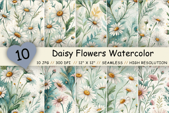 Daisy Flower Watercolor Seamless Pattern: A Versatile Design Asset for Creative Workflows