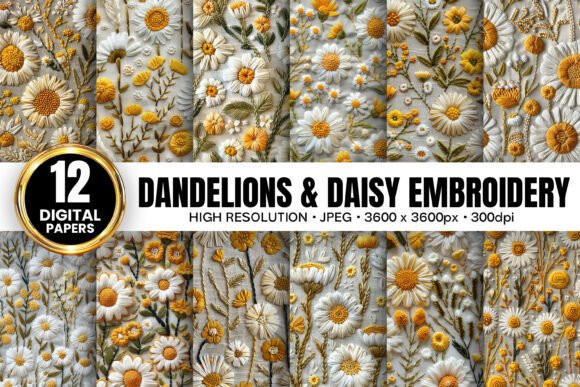 Dandelions Daisy Flowers Embroidery: A Versatile Design for Creative Projects