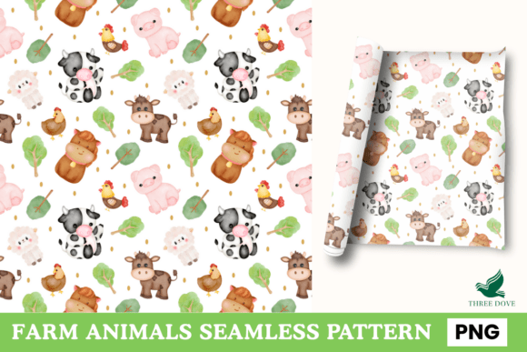 Farm Animals Seamless Pattern - 01: A Versatile Digital Design for Creative Projects