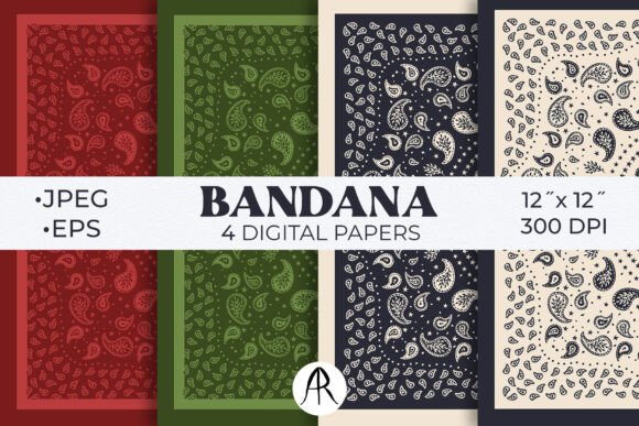 Monochrome Paisley Bandana Digital Paper: A Timeless Design Element for Modern Projects