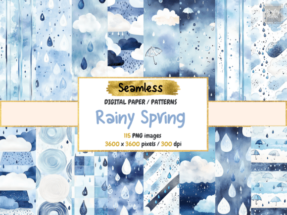 Rainy Spring Seamless Digital Paper