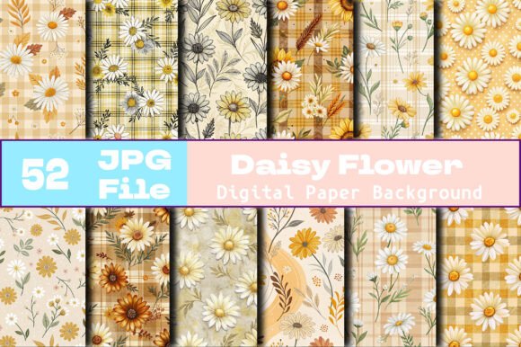 Seamless Daisy Flower Digital Papers