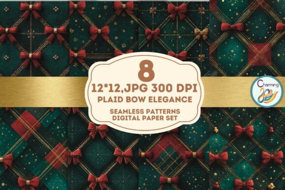 Seamless Paper Plaid Bow Elegance