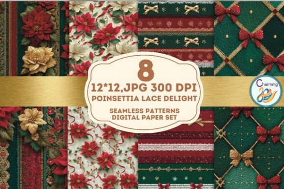 Seamless Paper Poinsettia Lace Delight: A Creative Tool for Seasonal Design
