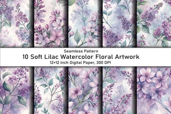 Soft Lilac Watercolor Floral Artwork for Modern Design Projects