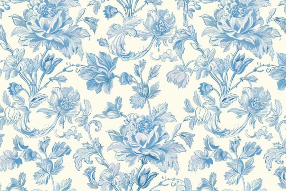 Toile De Jouy Peonies Flowers Print Pattern: A Timeless Addition to Modern Design